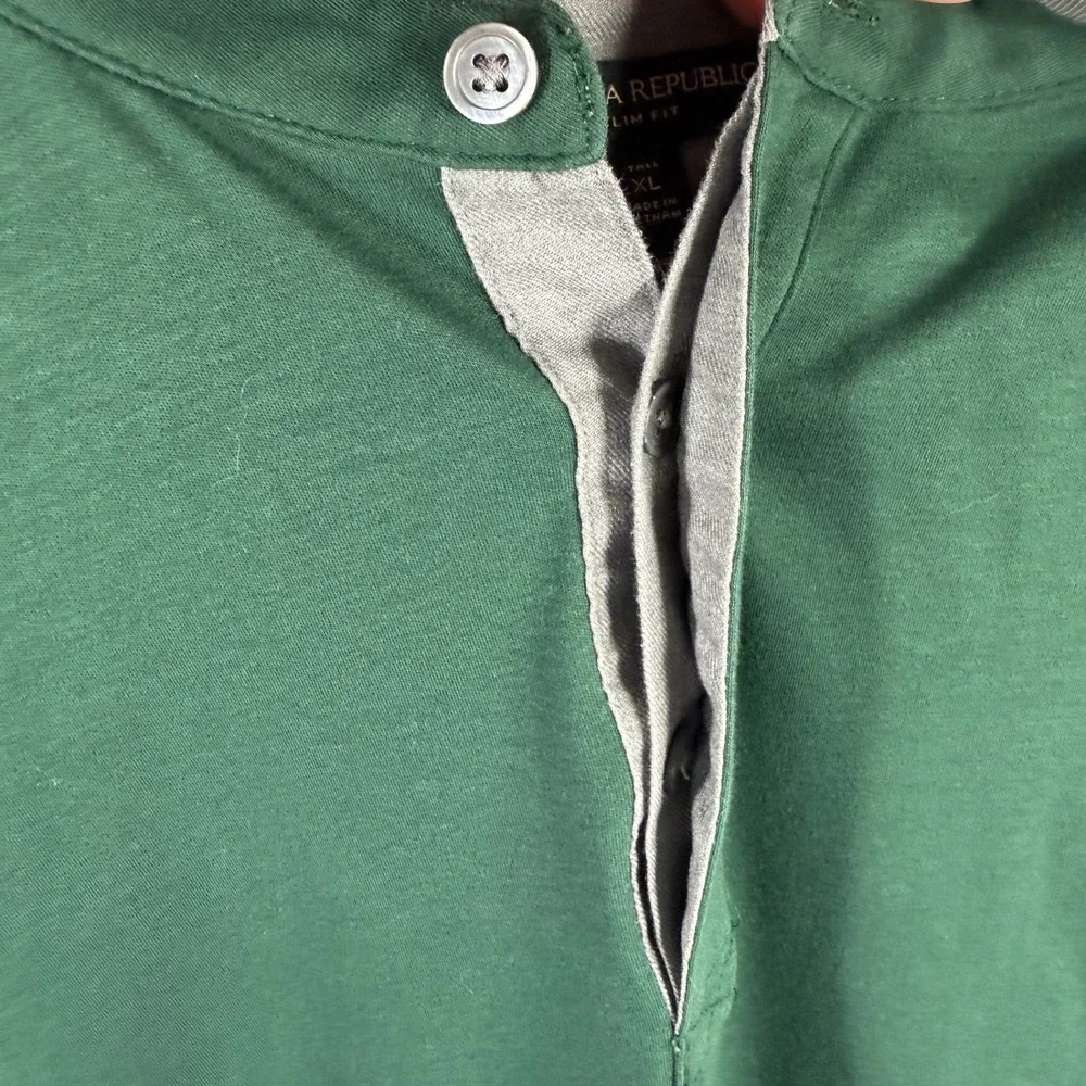 Banana Republic Slim Fit Tall XL Green‎ Gray Colorblock Polo Shirt